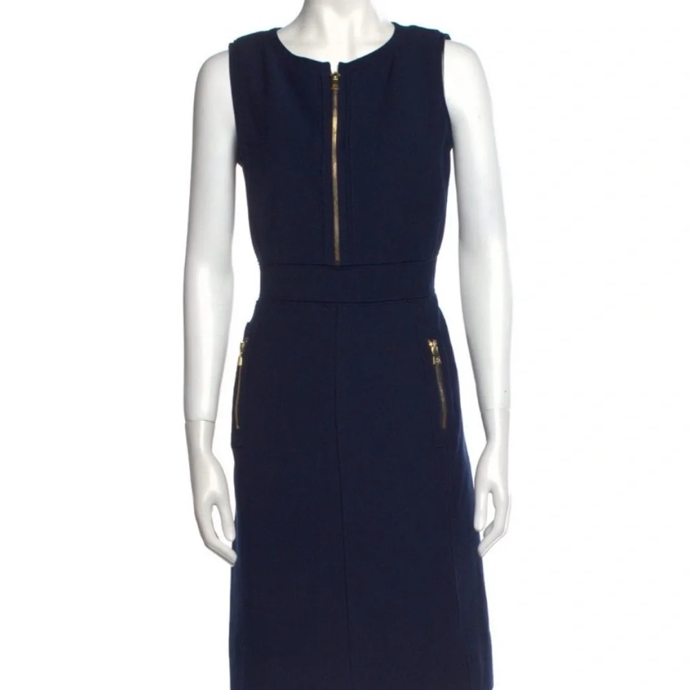 Tory Burch Blue with Gold Hardware with Embossment Dress EUC Size 4 - Picture 2 of 11